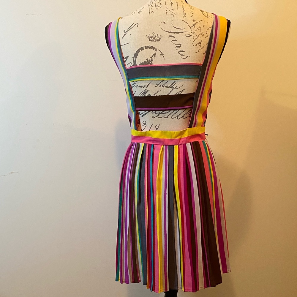 As U Wish Colorful Rainbow Vertical Striped Cami Mini Sundress - Juniors M/L